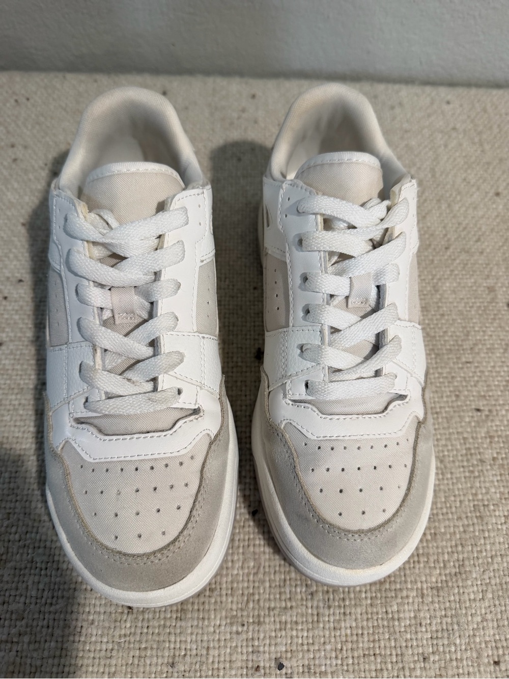H&M White and Light Gray Women's Lace-Up Sneakers
